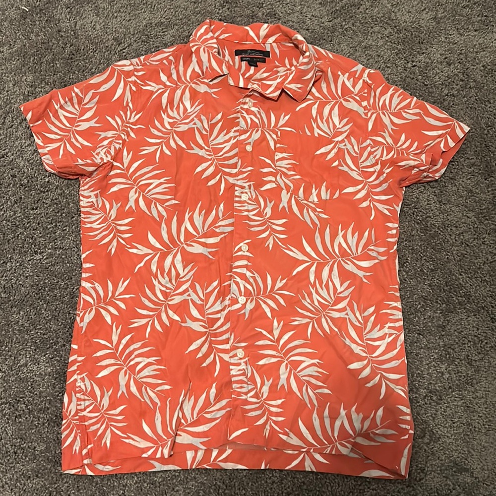 Pink Flower Marc Anthony Button Down Short Sleeve Shirt